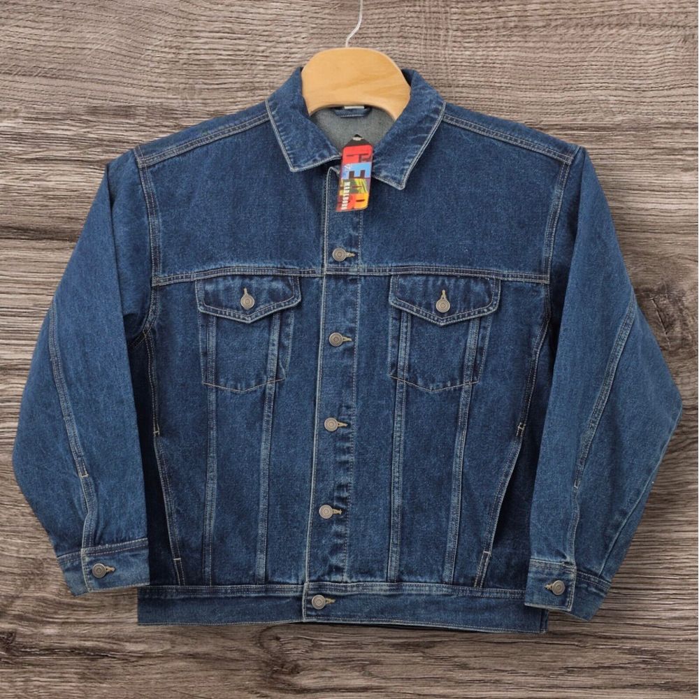 New Vintage Marlboro Gear Denim Jean Jacket Trucker Boxy Men's‎ Size Medium NWT